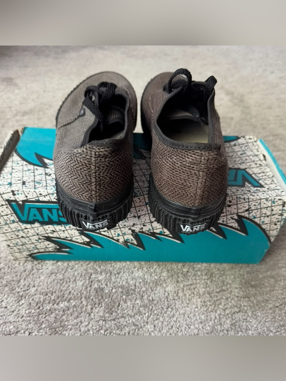 Vintage Vans Made In USA Authentic Herringbone Brown New W/ Box Deadstock - Picture 5 of 7